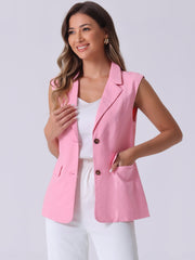 Sleeveless Business Casual Linen Work Office Vest