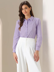 Leotard Shirt Collared Business Casual Button Down Long Sleeves Bodysuit