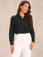 Collared Business Office Long Sleeves Bodysuit Work Shirt
