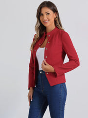 Open Front Blazers Casual Long Sleeve Buttons Office Suit Jacket