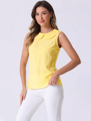 Peter Pan Collar Casual Sleeveless Jacquard Floral Tank Top