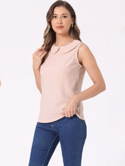 Peter Pan Collar Casual Sleeveless Jacquard Floral Tank Top