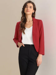 Business Blazer Open Front Office Casual Work Crop Suit Jacket