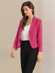 Business Blazer Open Front Office Casual Work Crop Suit Jacket