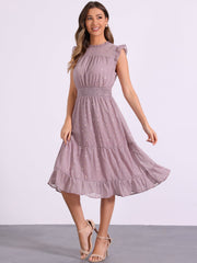 Chiffon Sleeveless Smocked Waist Gilding Metallic Stars Party Dress