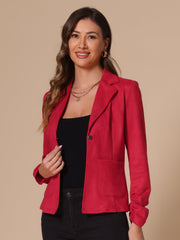 Long Sleeve Casual Open Front Drawstring Faux Suede Blazer