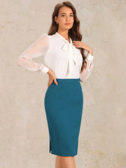 Elegant Pencil High Wasit Split Hem Work Bodycon Business Skirt