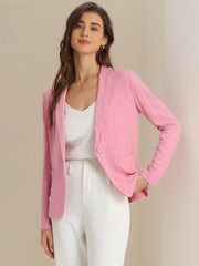 Notch Lapel One Button Casual Suit Linen Blazer