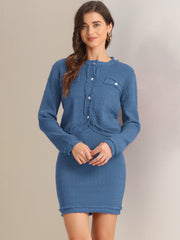 2 Pieces Stretch Textured Knit Cropped Jacket and Mini Skirt Suit Sets