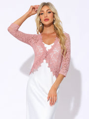 Floral Lace Evening 3/4 Sleeves Formal Elegant Bolero Shrugs