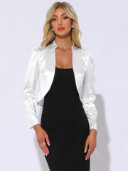 Satin Open Front Long Sleeves Cropped Bolero Shrug