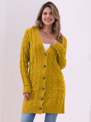Long Sleeves Cable Knit Button Down Cardigan