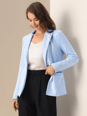 Faux Suede Lapel Collar Long Sleeve Casual Work Office Jacket