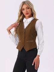 Retro Velvet Waistcoat V Neck Sleeveless Racerback Steampunk Vest