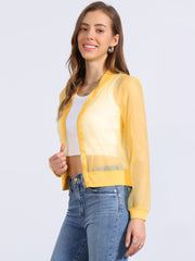 Zip Up See Through Lightweight Long Sleeve Mesh Bomber Jacket