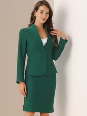 2pc Business Collarless Blazer and Formal Pencil Skirt Suit Sets