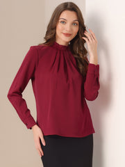 Stand Collar Chiffon Long Sleeve Business Casual Work Blouse