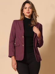 Notched Lapel Denim Single Breasted Shoulder Pad Blazer Jackets