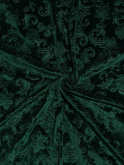 Elegant Vintage Velvet Floral V Neck Long Sleeves Maxi Dress