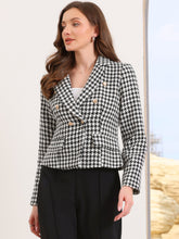 Notch Lapel Houndstooth Buttons Work Long Sleeves Blazer