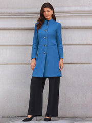 Stand Collar Single Breasted Mid-Long Overcoat