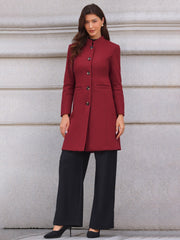 Stand Collar Single Breasted Mid-Long Overcoat