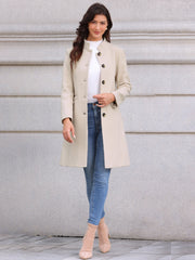 Stand Collar Single Breasted Mid-Long Overcoat
