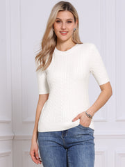 Short Sleeve Crew Neck Knit Casual Sweater Top