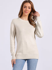 Long Sleeve Crew Neck Ribbed Knit Pullover Sweater