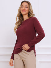 Long Sleeve Crew Neck Ribbed Knit Pullover Sweater