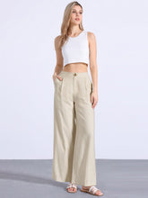 Casual Wide Leg Elastic Waist One Button Pocketed Pants