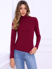 Mock Neck Long Sleeve Casual Pullover Knit Tops