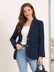 Notched Lapel Long Sleeve Single Breasted Work Blazer