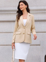 Notched Lapel Long Sleeve Single Breasted Work Blazer