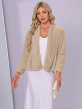 Faux Fur Long Sleeve Open Front Wedding Fluffy Coat