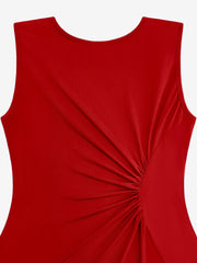 Sleeveless Ruched Irregular Hem Midi Dress
