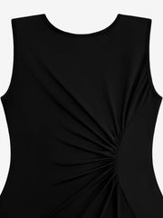 Sleeveless Ruched Irregular Hem Midi Dress