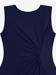 Sleeveless Ruched Irregular Hem Midi Dress