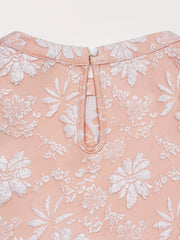 Puff Short Sleeve Flower Textured Mini Dress