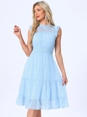 Chiffon Sleeveless Smocked Waist Gilding Metallic Stars Party Dress