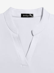 Notch Neck Cold Shoulder Solid Color Blouse