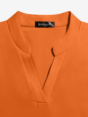 Notch Neck Cold Shoulder Solid Color Blouse