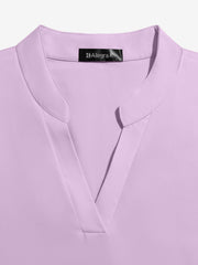Notch Neck Cold Shoulder Solid Color Blouse