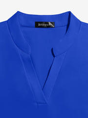 Notch Neck Cold Shoulder Solid Color Blouse