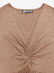 V Neck Short Sleeves Ruched Casual Mini Dress
