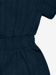 Women's Casual Notch Neck Puff Sleeve Smocked Waist Tiered Midi Dress with Pockets Summer Chic