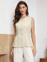 Crew Neck Button Down Business Casual Vest Tops