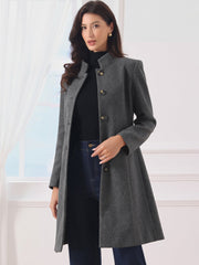 Stand Collar Single Breasted Mid-Long Overcoat