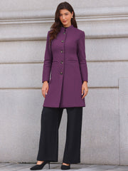 Stand Collar Single Breasted Mid-Long Overcoat