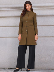 Stand Collar Single Breasted Mid-Long Overcoat